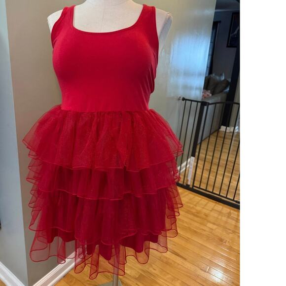 Torrid Plus Size 2 (2X 18/20) Sexy Red Tiered Mini Tank Party Tutu Glam Dress - Picture 3 of 4